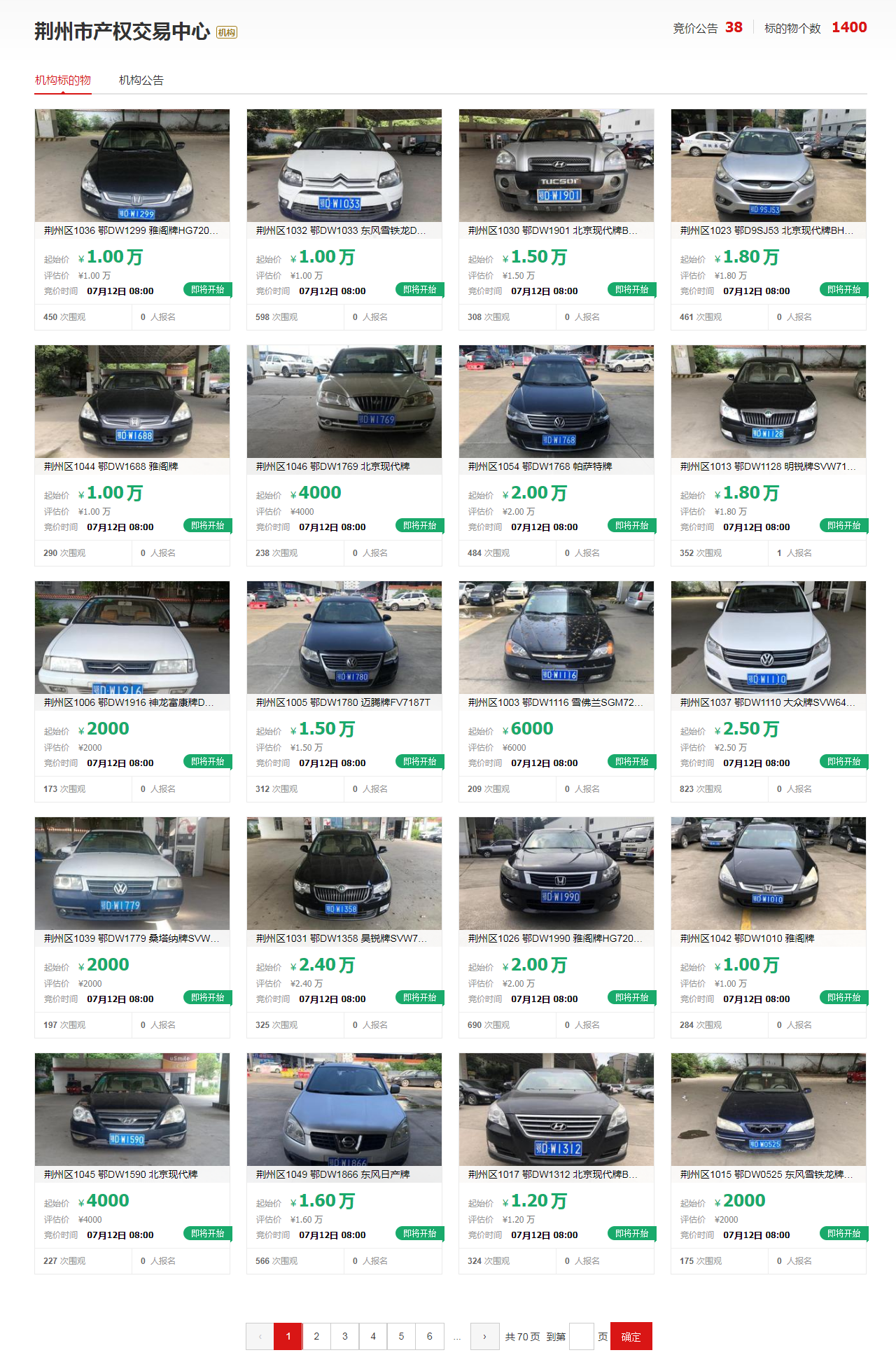 荊州市荊州區(qū)事業(yè)單位及國有企業(yè)公務(wù)用車涉改車輛網(wǎng)絡(luò)競價拍賣公告